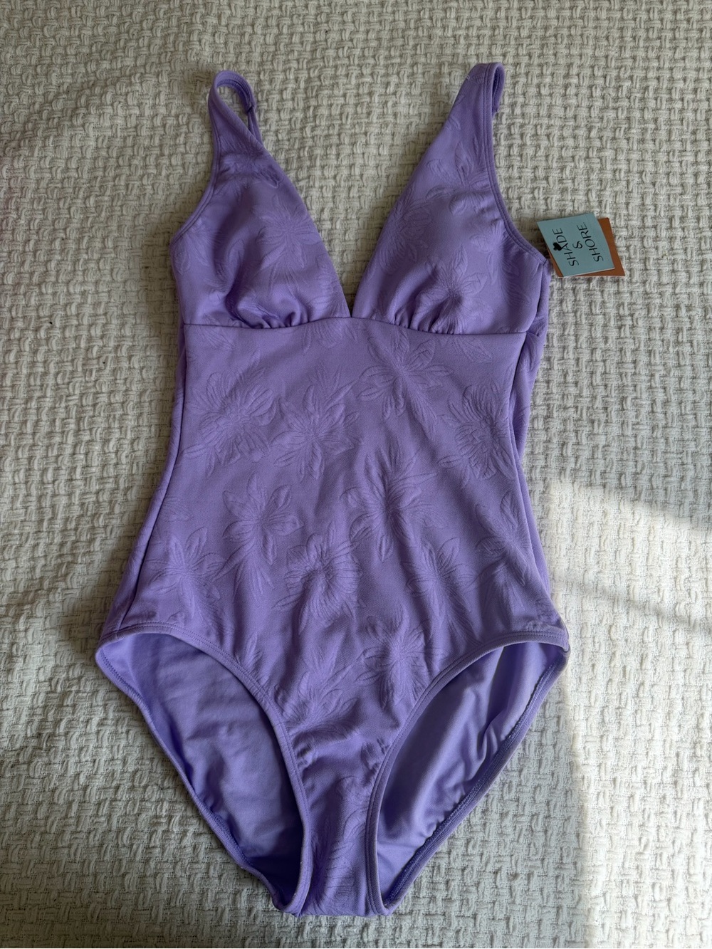 Shade & Shore Lavender Textured One-Piece Swimsuit